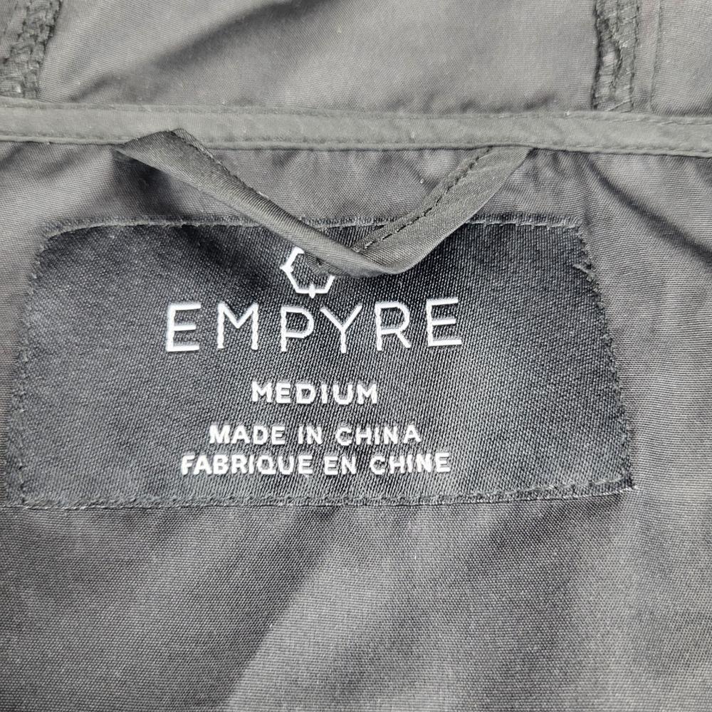 Empyre Mens Medium Black Butterfly Skeleton Hand Full Zip Hooded Windbreaker - Picture 9 of 12